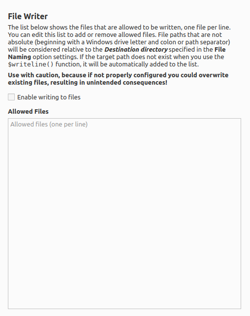 Default Settings Page